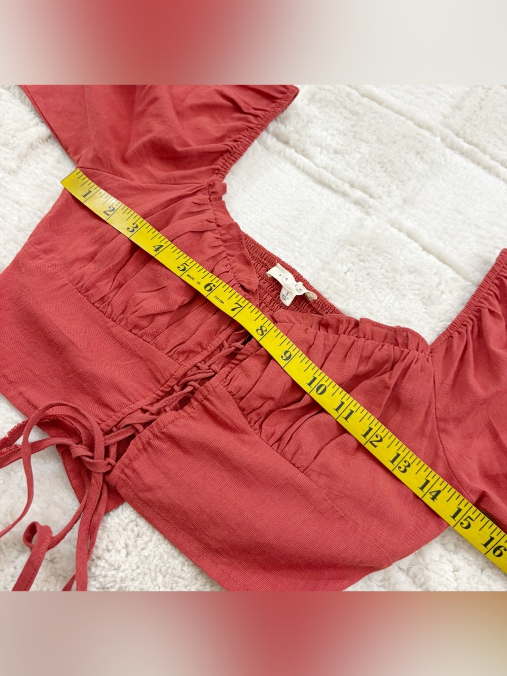 PacSun LA Hearts Rust Red Lace-Up Long Sleeve Crop Top Small - Picture 12 of 12